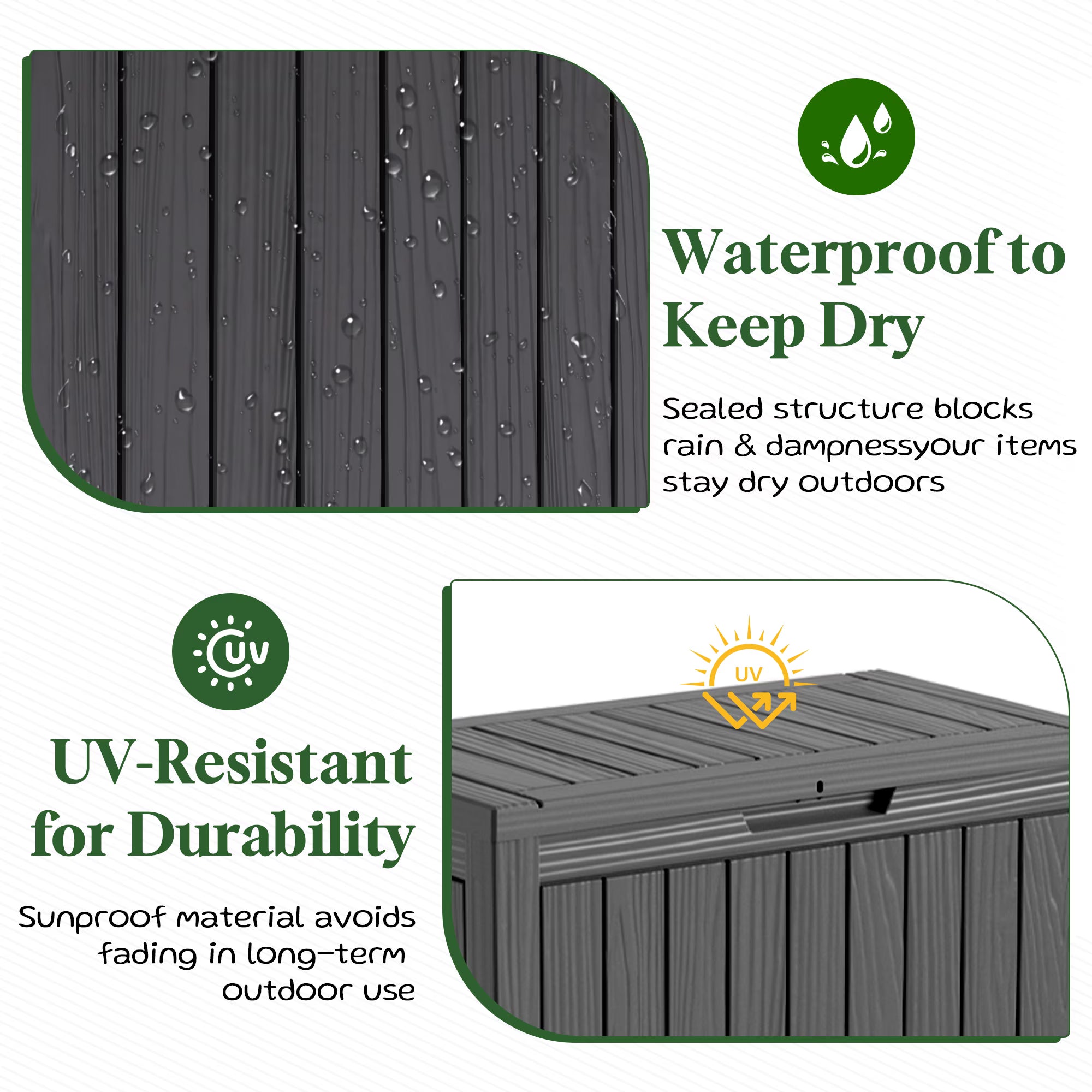 Joxxoaa 45 Gallon Resin Deck Box, Lockable Waterproof Outdoor Storage Container for Patio Cushions, Garden Tools, Black.