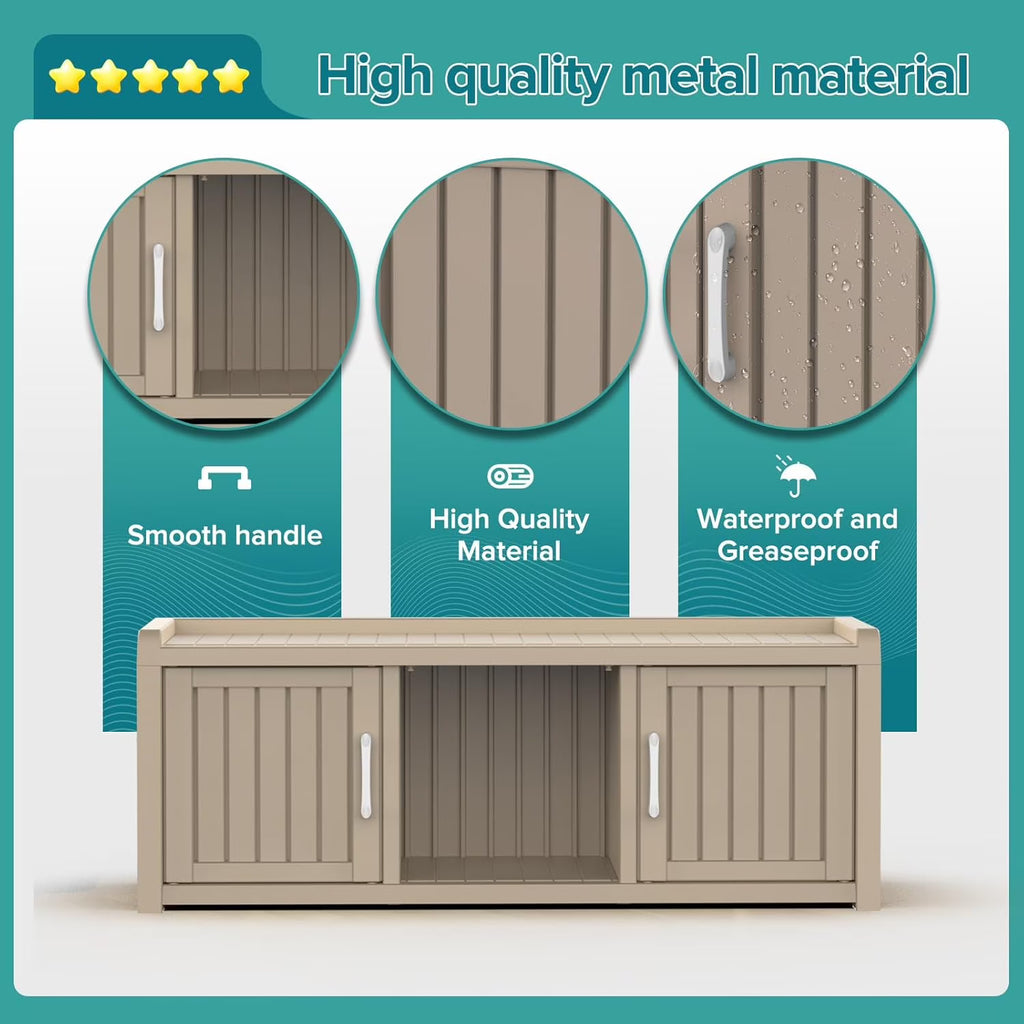 Joxxoaa storage Benches 120 Gallon 2-Door Shoe Cabinet – Resin Shoe Bench with Storage for Shoes & Accessories (Grey, Two-Door)