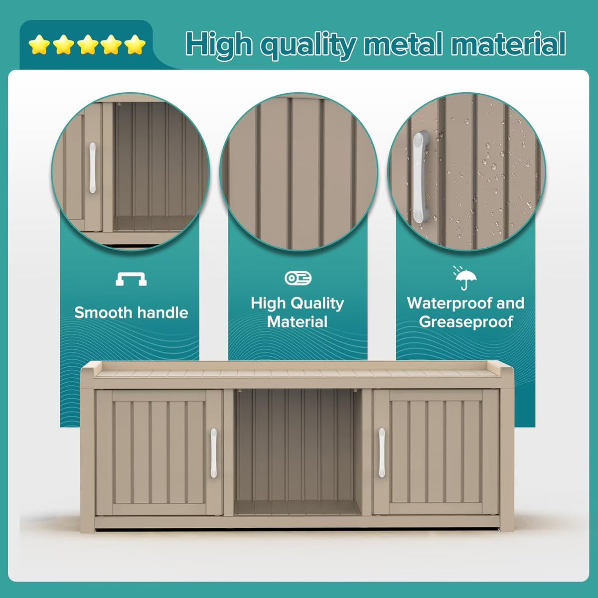 Joxxoaa storage Benches 120 Gallon 2-Door Shoe Cabinet – Resin Shoe Bench with Storage for Shoes & Accessories (Grey, Two-Door)