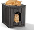 Joxxoaa Resin Outdoor Pet Shelter, Weatherproof Ventilated Insulated Cat House, Multi-Functional Bed for Kittens and Puppies, Black