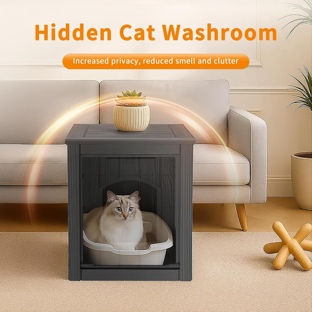 Joxxoaa Resin Outdoor Pet Shelter, Weatherproof Ventilated Insulated Cat House, Multi-Functional Bed for Kittens and Puppies, Black