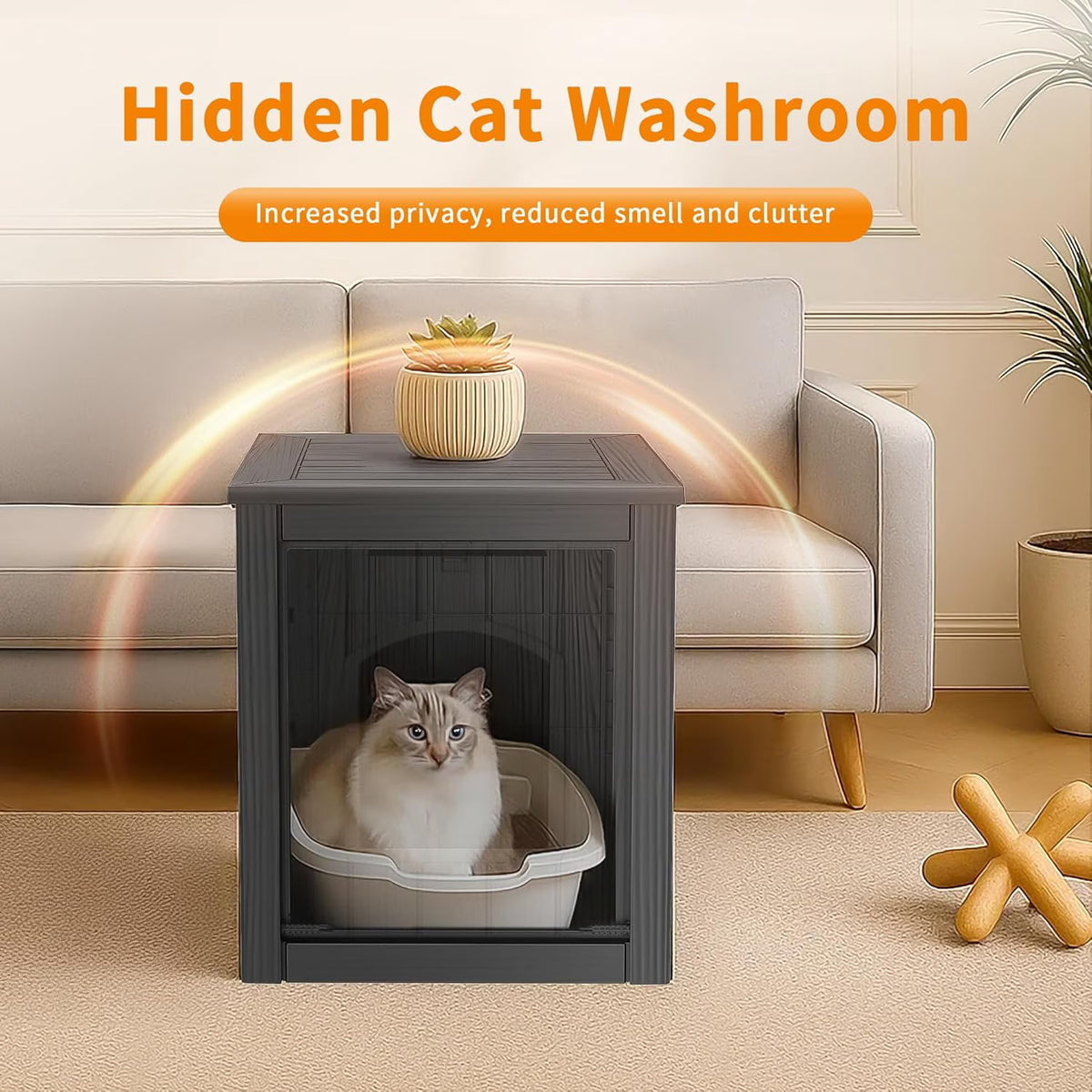 Joxxoaa Resin Outdoor Pet Shelter, Weatherproof Ventilated Insulated Cat House, Multi-Functional Bed for Kittens and Puppies, Black